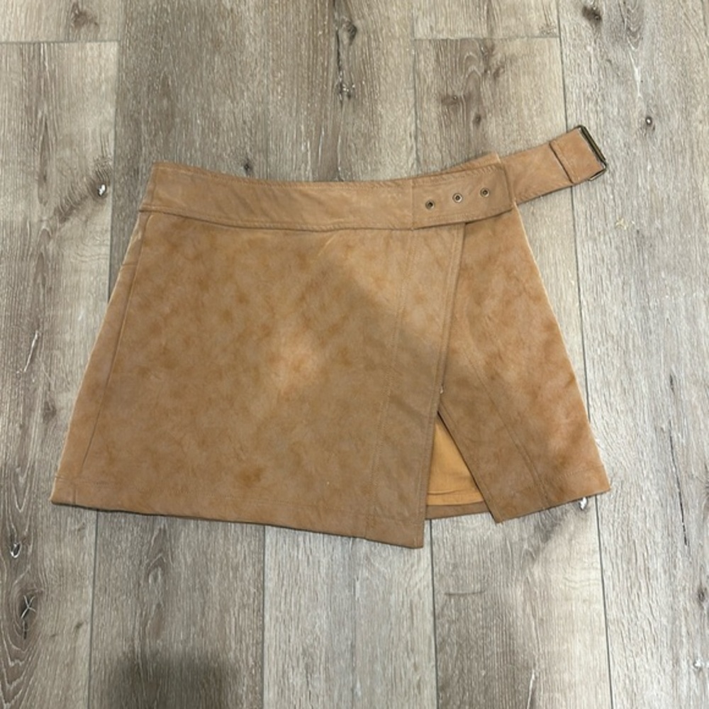 Free People Suede Wrap Mini Skirt